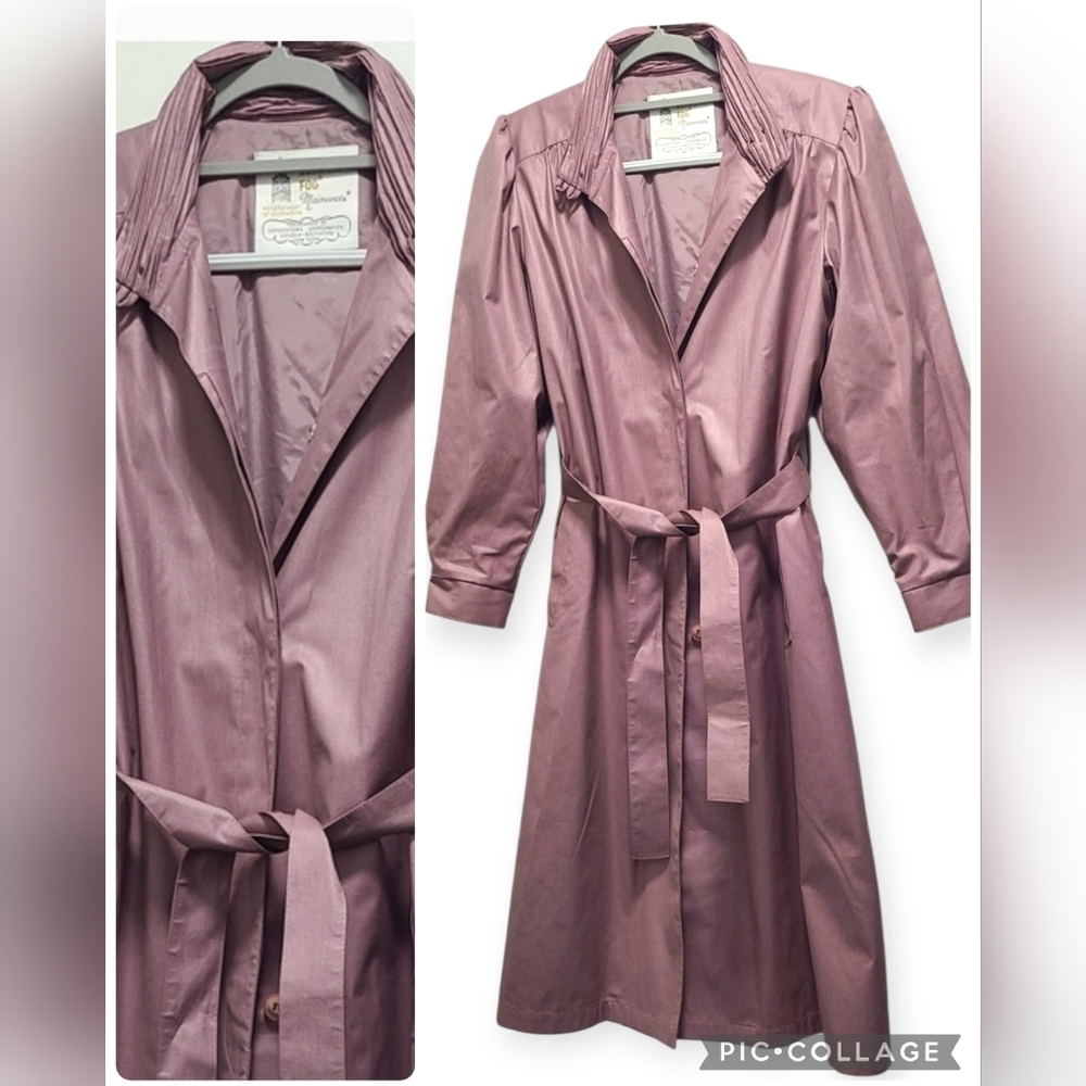 Vintage 80s London‎ Fog Dusty Rose Trench Coat 12 Petite